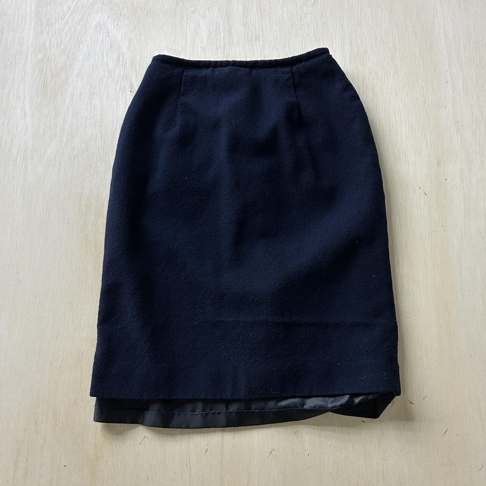 Vintage Rena‎ Rowan For Saville Skirt Womens 8 Blue Wool Pencil Knee Length